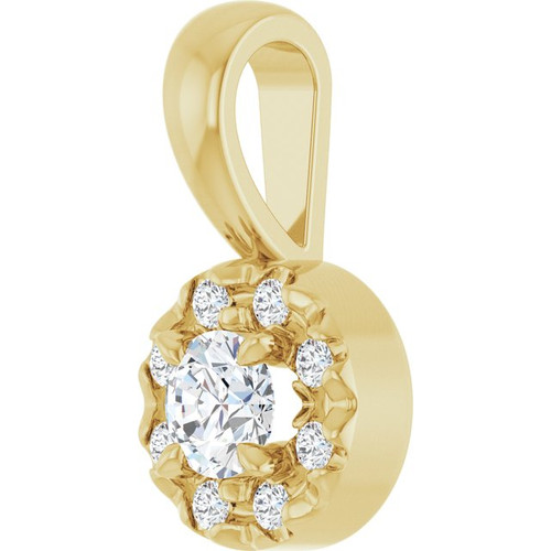 14K Yellow 1/8 CTW Natural Diamond Halo-Style Pendant