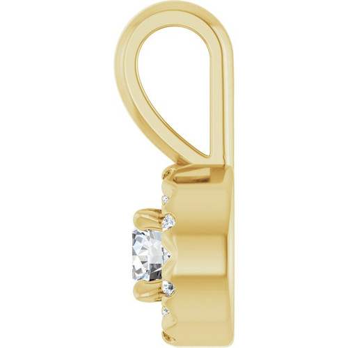 14K Yellow 1/8 CTW Natural Diamond Halo-Style Pendant