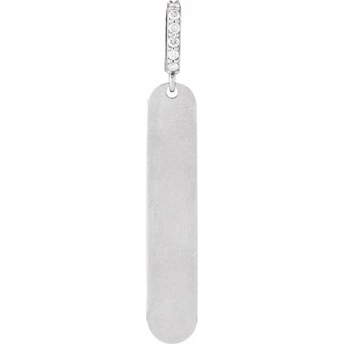 Platinum .05 CTW Natural Diamond Engravable Bar Pendant