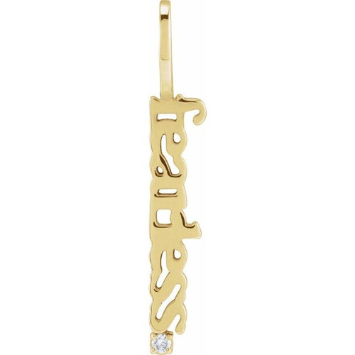 14K Yellow .015 CT Natural Diamond Fearless Pendant