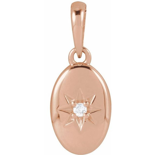 14K Rose .015 CT Natural Diamond Star Pendant