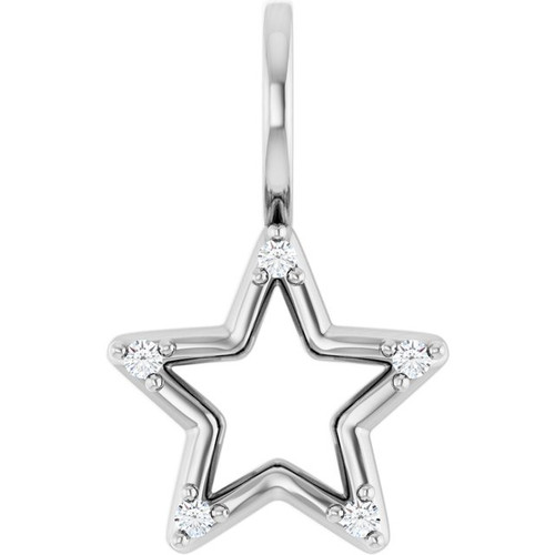 Sterling Silver .03 CTW Natural Diamond Star Charm/Pendant