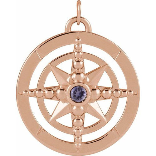 14K Rose Gold Iolite Compass Design Ring Fine Jewelry  $874