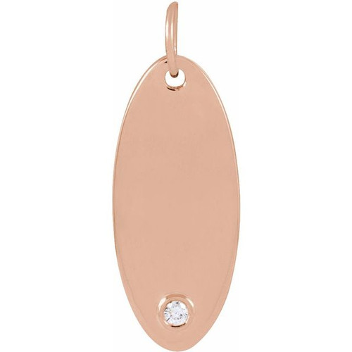 14K Rose .015 CT Natural Diamond Engravable Pendant