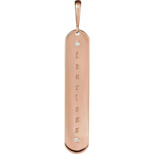 14K Rose .0075 CTW Natural Diamond Engravable Bar Pendant Mounting