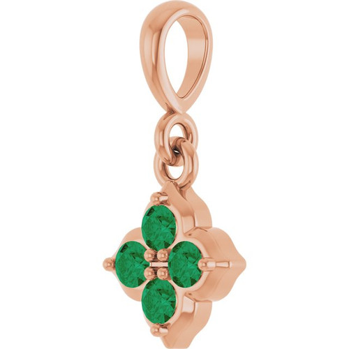 14K Rose Lab-Grown Emerald Pendant