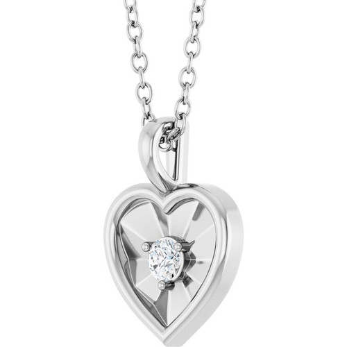 Sterling Silver 1/10 CT Natural Diamond Heart Pendant