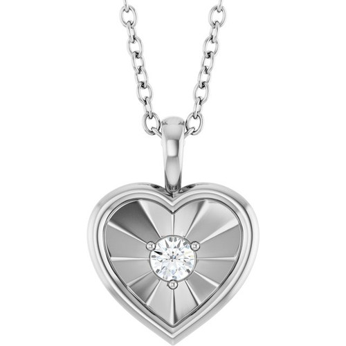 Platinum 1/10 CT Natural Diamond Heart Pendant