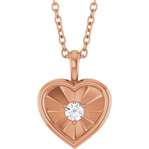 14K Rose 1/10 CT Natural Diamond Heart Pendant