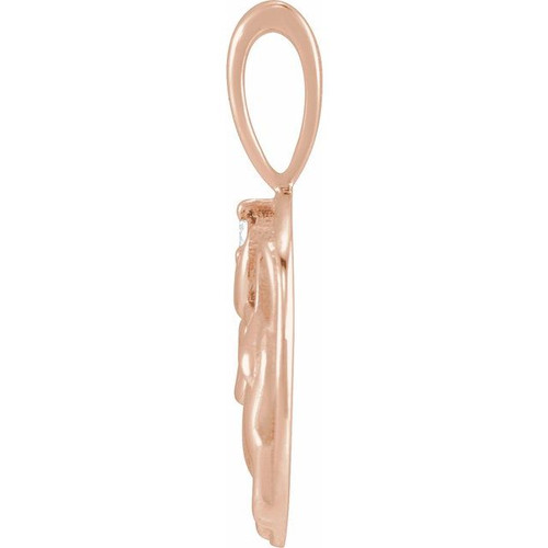 14K Rose .015 CT Natural Diamond Chinese Zodiac Ox Pendant