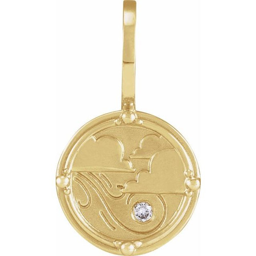 14K Yellow .015 CT Natural Diamond Air Element Charm/Pendant
