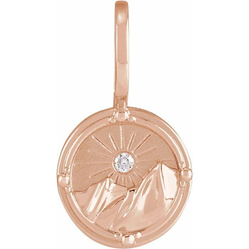 14K Rose .015 CT Natural Diamond Earth Element Charm/Pendant
