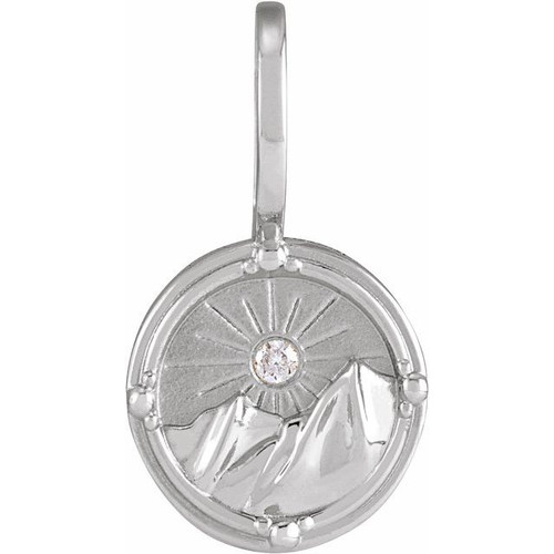 Platinum .015 CT Natural Diamond Earth Element Charm/Pendant
