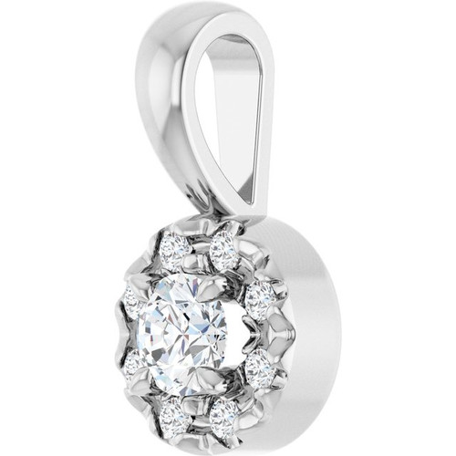 14K White 1/8 CTW Natural Diamond Halo-Style Pendant