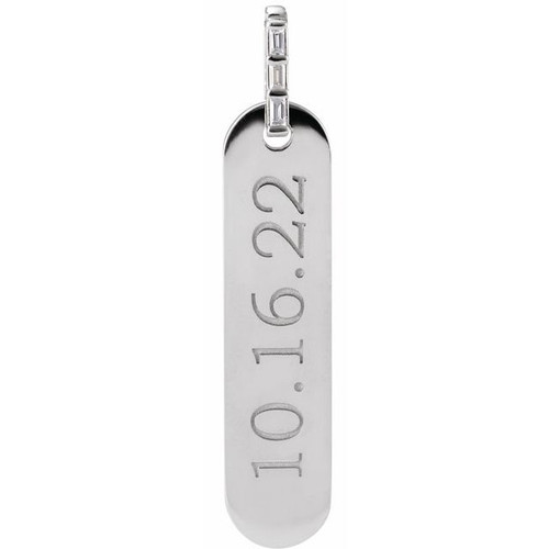 Platinum .05 CTW Natural Diamond Engravable Bar Pendant