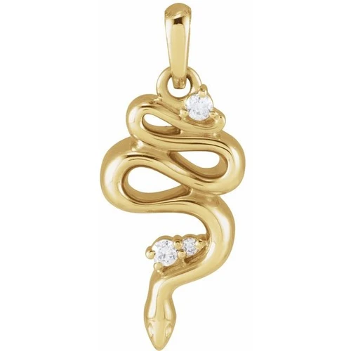 14K Yellow .03 CTW Natural Diamond Serpent Pendant