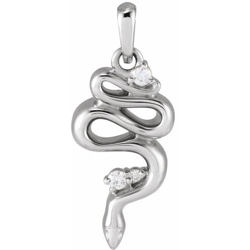 Sterling Silver .03 CTW Natural Diamond Serpent Pendant