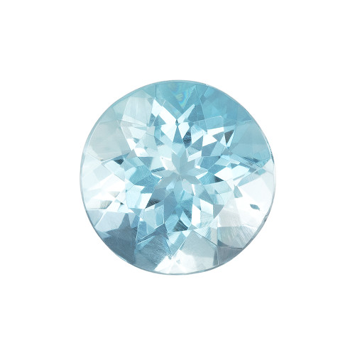 1.08 Carat Gem Aquamarine, Vivid Medium Rich Sky Blue Round Shape, 6.9 mm, Deep Color