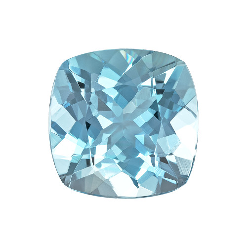 1.78 Carat Gem Aquamarine, Vivid Medium Rich Sky Blue Cushion Shape, 7.7 mm, Calibrated