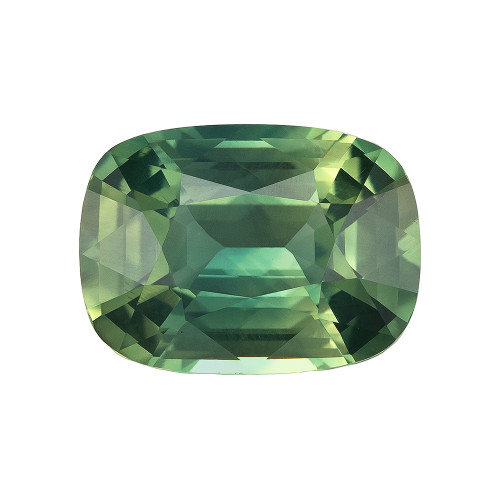 2.04 Carat Green Sapphire Gem, Cushion Shape, 8.6 x 6.3 mm
