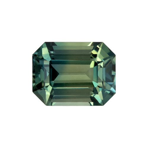 1.35 Carat No Heat Green Sapphire Gem, Octagon Cut, 6.8 x 5.2 mm