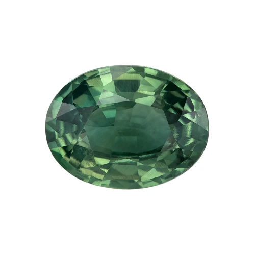 1.35 Carat Green Sapphire Gem, Oval Shape, 7.9 x 6 mm