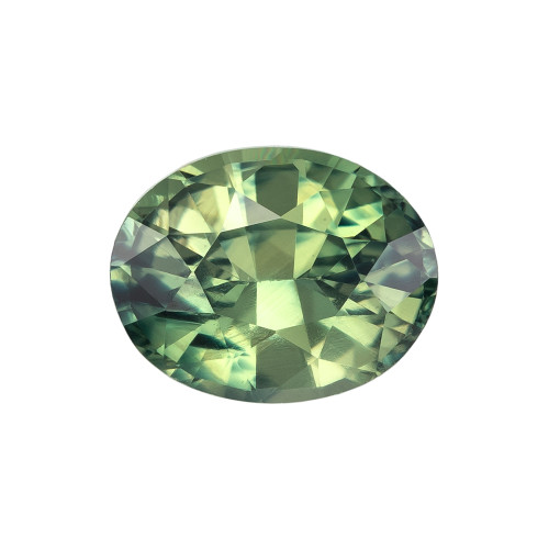 1.52 Carat Green Sapphire Gem, Oval Shape, 7.5 x 5.9 mm