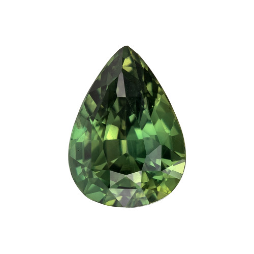 1.57 Carat Green Sapphire Gem, Pear Cut, 7.9 x 5.8 mm