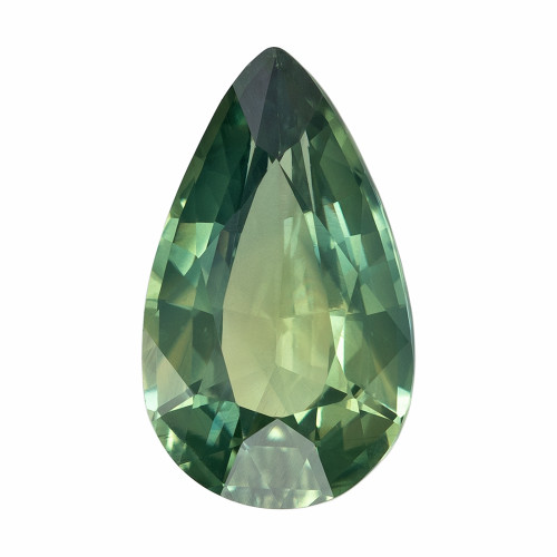 2.04 Carat Green Sapphire Gem, Pear Cut, 10.8 x 6.4 mm