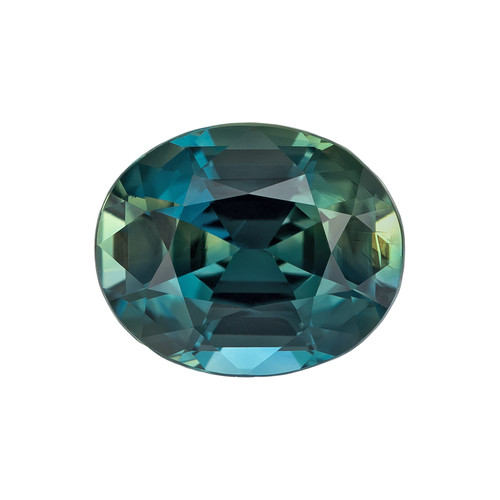 1.66 Carat Vivid Medium Teal Blue Green Sapphire Oval Cut Gemstone, 7.7 x 6.3 mm