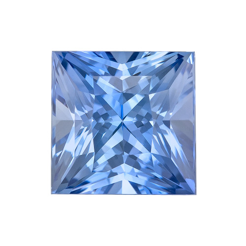 3.06 Carat Vivid Medium Sky Blue Sapphire Princess Cut Gemstone, 7.3 x 7.2 mm
