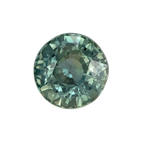 1.56 Carat Unheated Vivid Medium Blue Green Sapphire Round Cut Gemstone, 6.4 x 6.4 mm