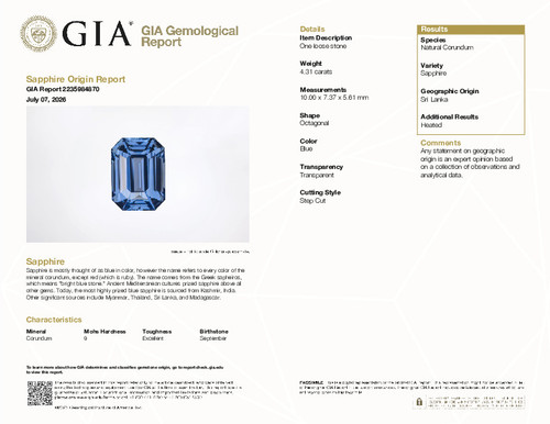 4.31 Blue Sapphire Emerald 10 x 7.37 x 5.61 mm