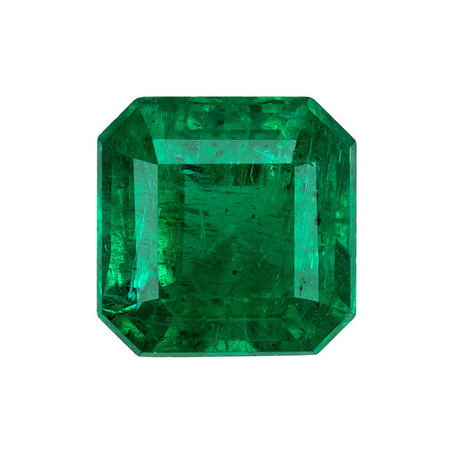 1.76 Carat Vivid Rich Green Emerald Gem, Asscher Cut, 7 x 7 mm