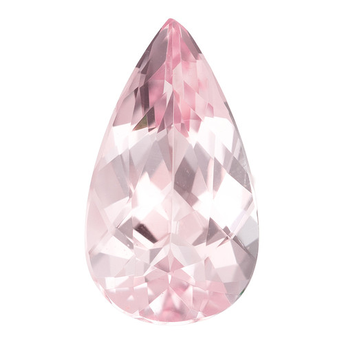1.69 Carat Vivid Light Pure Pink Peach Morganite Gemstone, Pear Shape, 11.8 x 6.7 mm