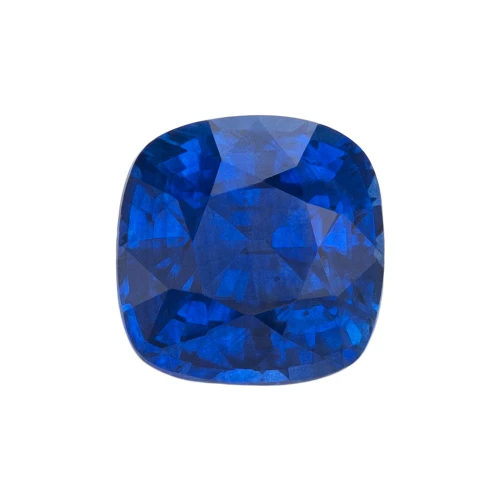 1.65 Carat Vivid Rich Royal Blue Sapphire Gemstone, Cushion Shape, 6.4 x 6.4 mm