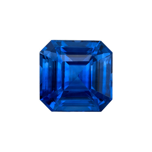 1.04 Carat Vivid Rich Royal Blue Sapphire Gemstone, Asscher Cut, 5.6 x 5.6 mm