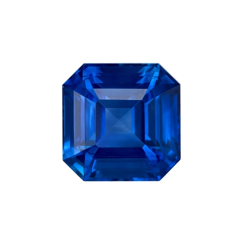 1.17 Carat Vivid Rich Royal Blue Sapphire Gemstone, Asscher Cut, 5.7 x 5.7 mm