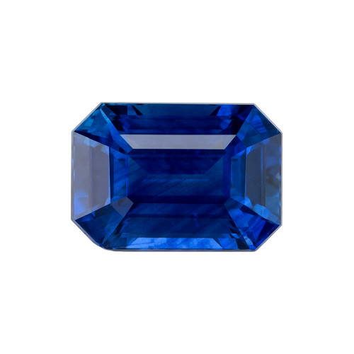 1.71 Carat Vivid Rich Royal Blue Sapphire Gemstone, Octagon Cut, 7.4 x 5.2 mm