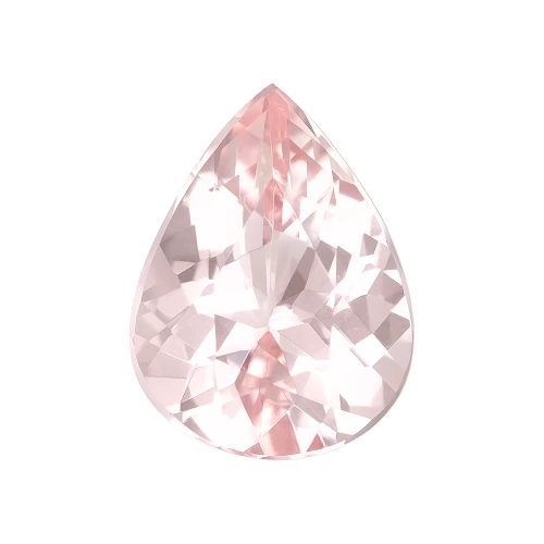 1.33 Carat Vivid Light Pure Pink Peach Morganite Gemstone, Pear Shape, 8.9 x 6.7 mm