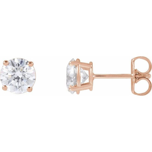 White Diamond Earrings in 14 Karat Rose Gold 1 1/2 Carat Diamond Earrings .
