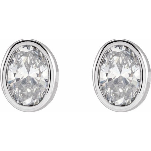14K White 1/3 CTW Lab-Grown Diamond Bezel-Set Earrings