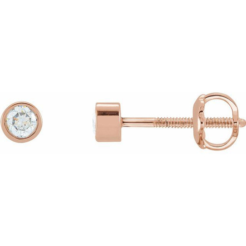 14K Rose 1/8 CTW Lab-Grown Diamond Micro Bezel-Set Earrings