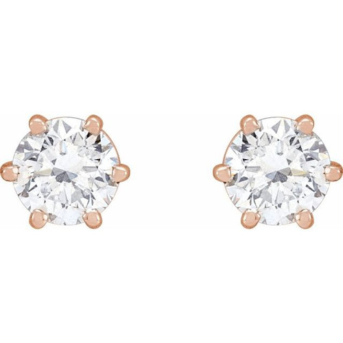 14K Rose 1 CTW Natural Diamond Stud Earrings