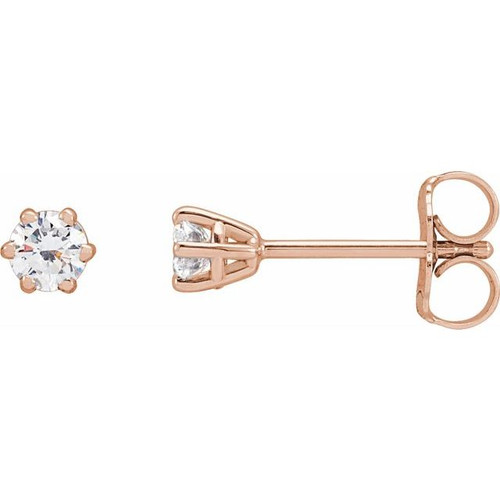 14K Rose 1/4 CTW Natural Diamond Stud Earrings.