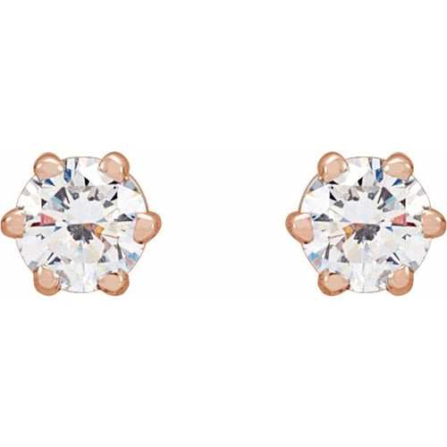 14K Rose 1/4 CTW Natural Diamond Stud Earrings.
