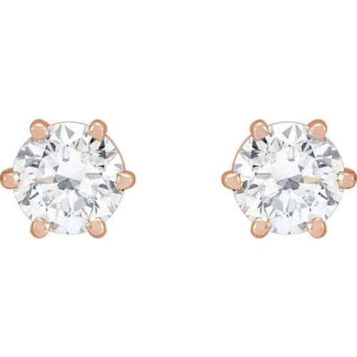 14K Rose 1 CTW Natural Diamond Stud Earrings