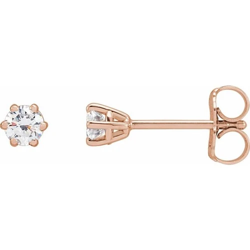 14K Rose 1/4 CTW Natural Diamond Stud Earrings...
