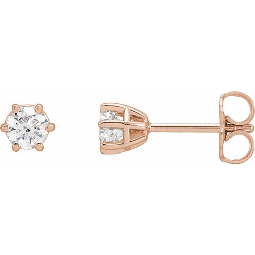 14K Rose 1/2 CTW Natural Diamond Stud Earrings...