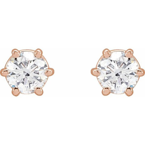 14K Rose 1/2 CTW Natural Diamond Stud Earrings...